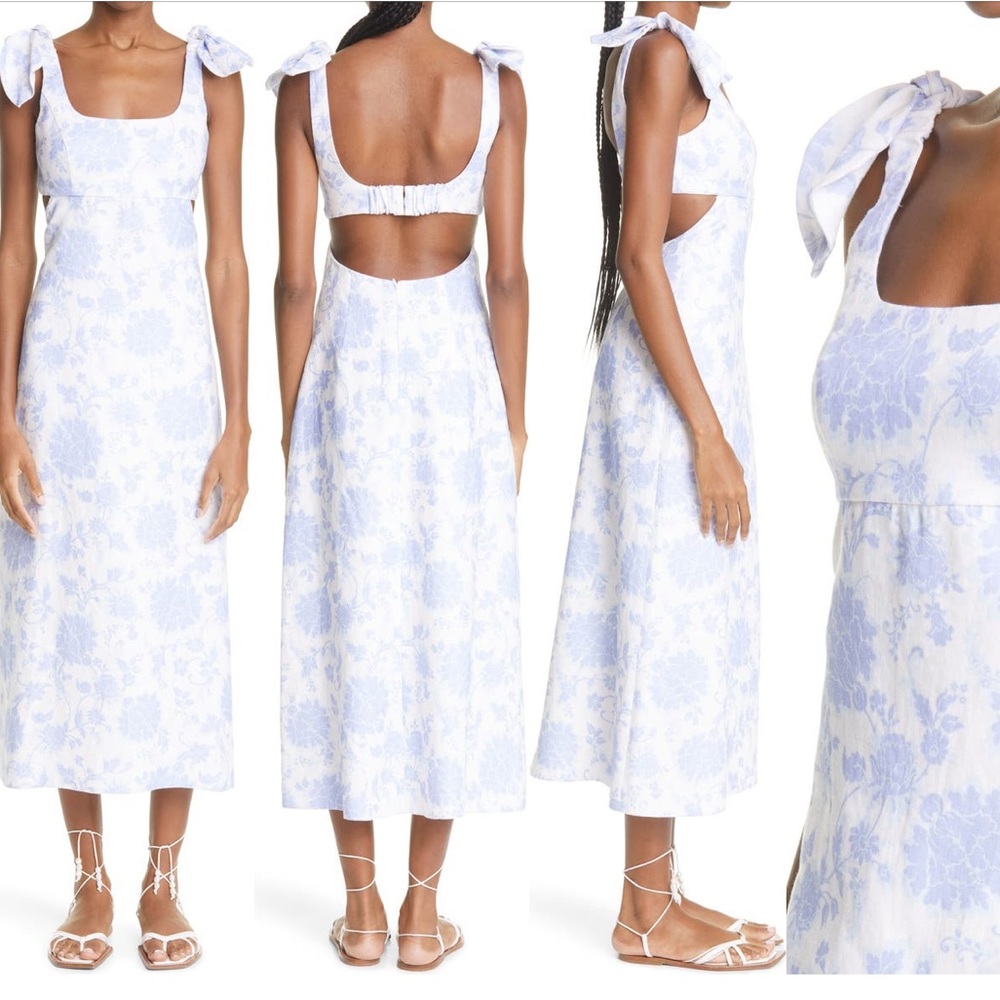Zimmermann Postcard Tie Shoulder Midi Dress, 2 (6-8)